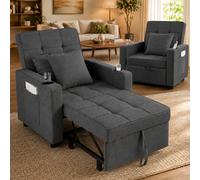 Makika Poltrona Letto Singolo Poltroncina Pieghevole Divano Braccioli Grigio