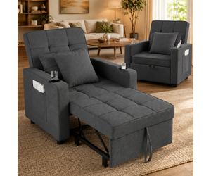 Makika Poltrona Letto Singolo Poltroncina Pieghevole Divano Braccioli Grigio