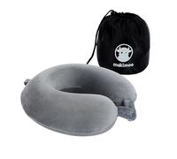 Makimoo Cuscino da viaggio in memory foam, cuscino per il collo con supporto, comodo e leggero, ideale per dormire in aereo, auto, treno, autobus e uso domestico (Grigio)