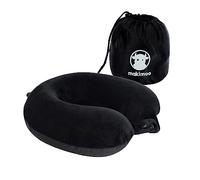 Makimoo Cuscino da viaggio in memory foam, cuscino per il collo con supporto, comodo e leggero, ideale per dormire in aereo, auto, treno, autobus e uso domestico (Nero)