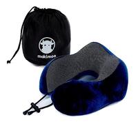 Makimoo Cuscino da viaggio in memory foam, cuscino per il collo con supporto per la testa a 360 gradi, comodo e leggero, ideale per dormire in aereo, auto, treno, autobus e uso domestico, Blu