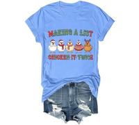 Making A List Chicken It Twice Camicia divertente natalizia con pollo unisex, Blu Carolina, XXL