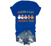 Making A List Chicken It Twice Camicia divertente natalizia con pollo unisex, Blu reale, XL