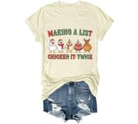 Making A List Chicken It Twice Camicia divertente natalizia con pollo unisex, Colore: giallo crema., 3XL