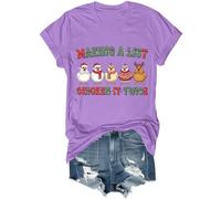 Making A List Chicken It Twice Camicia divertente natalizia con pollo unisex, Viola, L