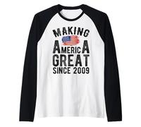Making America Great Since 2009 17 Anni Ragazzi Ragazze Maglia con Maniche Raglan