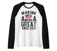 Making America Great Since 2011 15 Anni Ragazzi Ragazze Maglia con Maniche Raglan