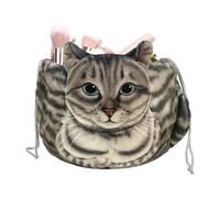 Making tascabile per trucco a forma di gatto - Borsa cosmetica, organizzatore di stoccaggio da viaggio | Accessorio in tessuto morbido con design animale, portatrucco portatile per donne