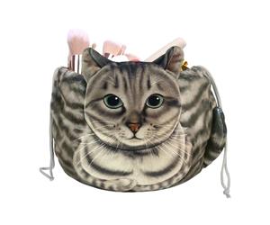 Making tascabile per trucco a forma di gatto - Borsa cosmetica, organizzatore di stoccaggio da viaggio | Accessorio in tessuto morbido con design animale, portatrucco portatile per donne