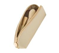 Making Up Travel Borsa, Borsa Trucco per Viaggi | Schec con Cerniera Portatile per cosmetici | Toilet PU Multifunzionale Trucco di Grande Capacità Organizzatore u, Bianco [Borsa Spazzola] Off-bianco