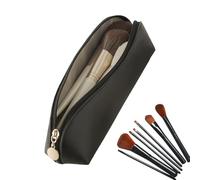 Making Up Travel Borsa, Borsa Trucco per Viaggi | Schec con Cerniera Portatile per cosmetici | Toilet PU Multifunzionale Trucco di Grande Capacità Organizzatore u, Elegante Nero [Borsa Pennello], Se