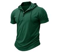 MakingDa Athletic Manica Corta con Cappuccio Uomini Moda Allenamento Palestra Pullover Camicia con Cappuccio Pulsante Muscle Estate Felpa Leggera Casual Running Boxing Sport Hoodys T-Shirt Verde XXL