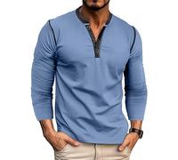 MakingDa Camicia da Uomo Henley, a Maniche Lunghe, con Bottoni, Vintage, Regular Fit, Collo Arrotondato, Camicia Casual, per Golf, Classica, Morbida, Traspirante, Leggera, per Lavoro, Palestra