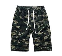 MakingDa Cotone Pantaloni Cargo Uomo Estivi Coulisse Vita Elasticizzata Tasca Utility Slim Fit Corsa Marcia Trekking Campeggio Bermuda Leggero Classico Sportivo Vacanza Spiaggia Short Camouflage L