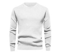 MakingDa Felpe Girocollo Uomo Slim Fit Leggera Semplici Waffle Magli Manica Lunga Sportiva Basic Felpa Senza Cappuccio Morbida Calda Pullover Adolescenti Sweatshirt Casual Casa Bianco L