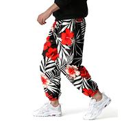 MakingDa Pantaloni da tuta da uomo in cotone stampato 3D con vita elasticizzata Hippie Bloomers Pantaloni cargo da spiaggia, camminata, corsa, jogging, pantaloni della tuta, X-9., 27-32