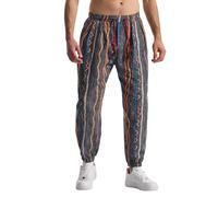 MakingDa Pantaloni larghi hippie da uomo, in cotone, per yoga, tempo libero, harem, con risvolto, hippy, Nuovo1-5, S