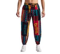 MakingDa Pantaloni larghi hippie da uomo, in cotone, per yoga, tempo libero, harem, con risvolto, hippy, Z-4, M