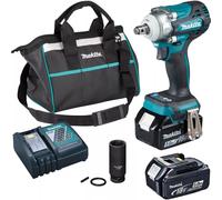 Makita 18V LXT Chiave A Impatto Senza Spazzole 2 X 5.0Ah Batterie DTW300TX2
