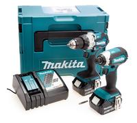 Makita 18V LXT Trapano Avvitatore Combi Twin Pack 2 X 5.0Ah Batterie DLX2507TJ