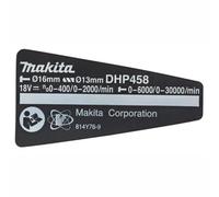 Makita 814Y76-9 Targhetta per modello DHP458 Combi, Trapano e Cacciavite