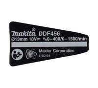 Makita 815C16-8 Targhetta per modello DDF456 Combi, Trapano e Cacciavite