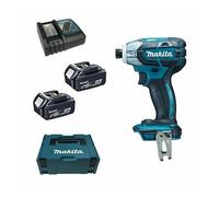 Makita Avvitatore a impulsi a batteria 18 V / 5,0 Ah, 2 batterie + caricabatterie in MAKPAC [DTS141RTJ]