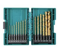 Makita B-65399 Impact Gold Set di punte per trapano in titanio, 14 pezzi 0,6 cm, codolo esagonale