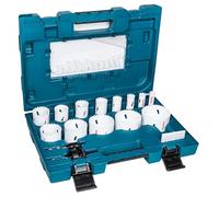 Makita BiM D-63993 - Set di 16 seghe a tazza in valigetta di plastica, seghe a tazza bimetalliche diametro 16-76 mm, profondità di taglio 38 mm, per legno, metallo, alluminio, plastica
