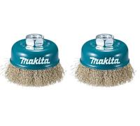 Makita D-39768 - Cepillo de alambre de 75 mm insercion m14 con forma copa ondulada de acero latonado 0,3 mm (Confezione da 2)