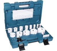 Makita BiM D-63993 - Set di 16 seghe a tazza in valigetta di plastica, seghe a tazza bimetalliche diametro 16-76 mm, profondità di taglio 38 mm, per legno, metallo, alluminio, plastica
