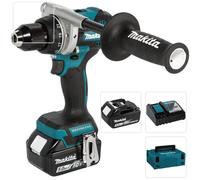 Makita Trapano avvitatore a batteria DDF492RTJ 18 V 5,0 Ah agli ioni di litio, senza spazzole, 2 batterie, caricatore rapido, protezione da polvere e acqua, trapano professionale in valigetta MAKPAC