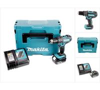 Makita DHP 482 RF1J - Trapano avvitatore a percussione, a batteria agli ioni di litio, 18 V, in valigetta Makpac + 1 batteria BL 1830 3,0 Ah + caricatore DC 18 RC
