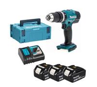 MAKITA Trapano avvitatore a batteria con percussione con 3 batterie DHP453RF3J