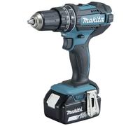 Makita DHP482JX13 - Trapano avvitatore a percussione a batteria, 18 V, 3,0 Ah, 2 batterie + caricatore in MAKPAC + 120 pezzi, colore: Petrolio/nero