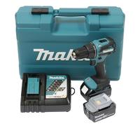 Makita DHP490RFX3 - Trapano avvitatore a percussione a batteria, 18 V/3,0 Ah, 2 batterie + caricatore in valigetta + set di accessori da 74 pezzi