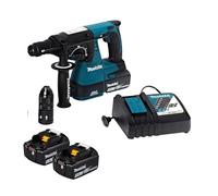 Makita, DHR243RTJB - Martello combinato a batteria per SDS-Plus, 18 V, nero, 5,0 Ah, 2 batterie + caricatore in MAKPAC