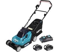 Makita DLM382CT2 Twin 18V (36V) Li-ion LXT 38cm Tosaerba completo di 2 batterie da 5,0 Ah e caricatore a doppia porta