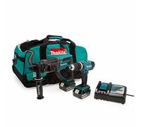 Makita DLX2025T 18V Li-ion LXT Kit da 2 pezzi composto da DHR202Z e DHP453Z Completo di 2 batterie da 5,0 Ah e caricabatterie fornito in un LXT Heavy Duty Tool Bag Blu/Nero