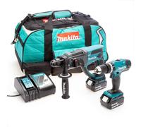 Makita DLX2025T 18V Li-ion LXT Kit da 2 pezzi composto da DHR202Z e DHP453Z Completo di 2 batterie da 5,0 Ah e caricabatterie fornito in un LXT Heavy Duty Tool Bag Blu/Nero