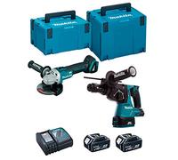 MAKITA Kit DLX2125TJ1 (DGA504 + DHR243 + 2 x 5,0 Ah + DC18RC + MAKPAC 3 + MAKPAC 4)
