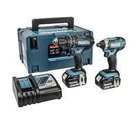 Makita DLX2131JX Combiset Trapano Avvitatore DHP482 + Avvitatore a percussione DTD152 + 2x Batterie 3.0Ah