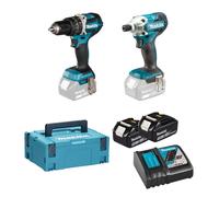 MAKITA DLX2337J Trapano avvitatore a percussione + Avvitatore impulsi 18V 2x3Ah