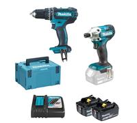 MAKITA DLX2337J Trapano avvitatore a percussione + Avvitatore impulsi 18V 2x3Ah