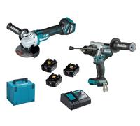 Makita DLX2435TJ Smerigliatrice Trapano Avvitatore Percussione Batteria 18V 3x5Ah Makpac