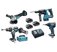 MAKITA Kit DLX4050TJ (DHP481 + DTD152 + DHR243 + DGA504 + 3 x 5,0 Ah + DC18RC + MAKPAC 3 + MAKPAC 4)