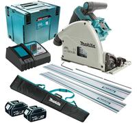 Makita DSP600T2RJ2B Sega Circolare ad affondamento 36V 165 mm + 2x Binario guida