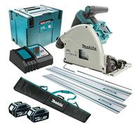 Makita DSP600ZJ - Sega a immersione 36 V 165 mm + 2 batterie da 5 Ah caricabatterie e accessori