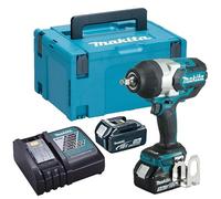 Makita DTW1002RTJ 18 V 1/2-Inch Square Drive LXT Li-Ion Brushless Impact Wrench with 2 x 5 A Batteries - Blue by Makita