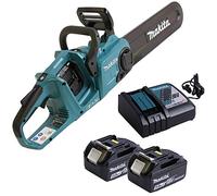 Makita DUC353Z - Motosega a catena a doppia batteria, 2 batterie BL1850B agli ioni di litio 18 V 5 Ah, caricabatterie rapido DC18RC 7,2 V - 18 V